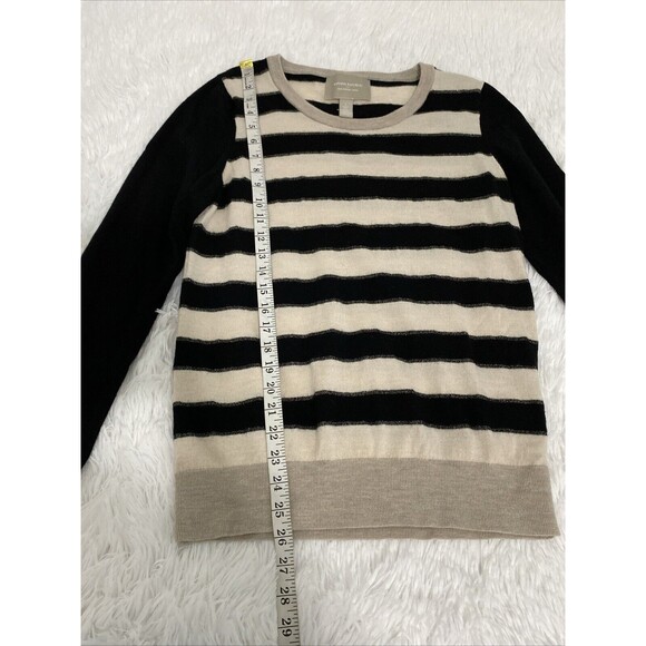 Banana Republic Sweater Womens Size L Italian Merino Wool Beige Black Stirped - Picture 7 of 12